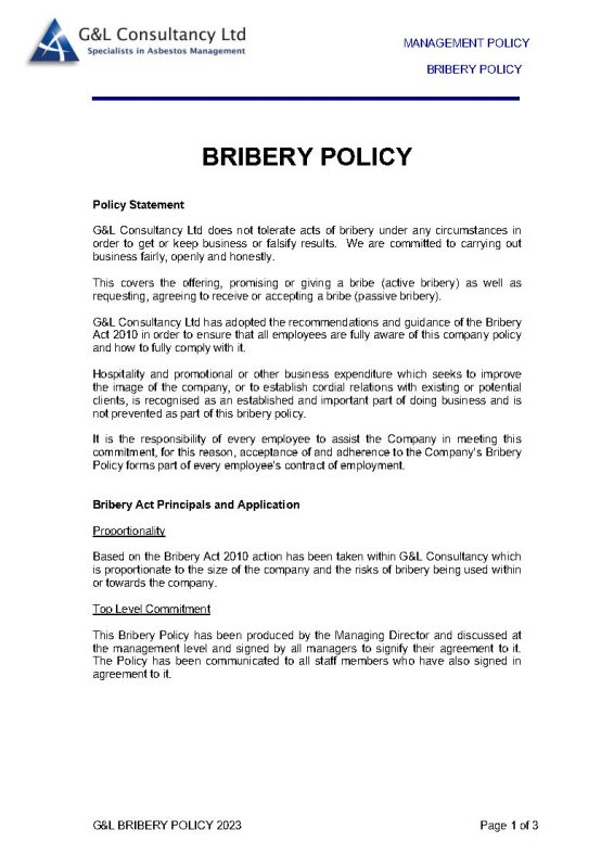 bribery policy