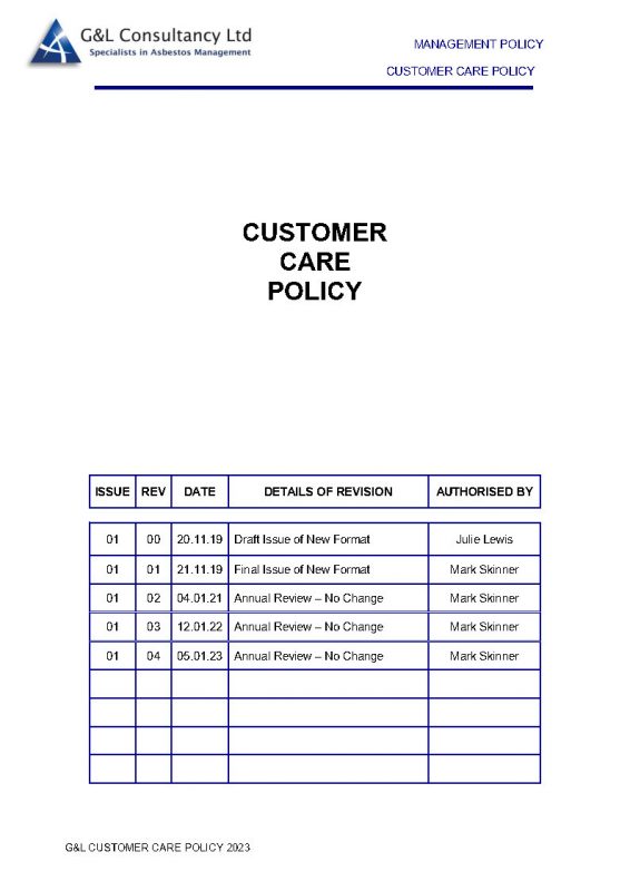 customer care policy