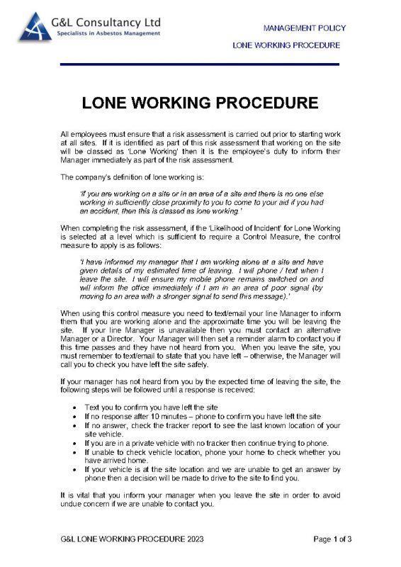 Lone working Policy